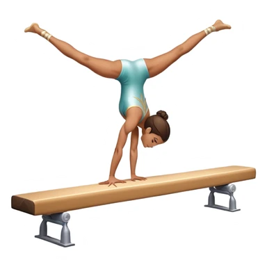 An artistic emoji of a professional sports acrobat performing a stunning balance pose on a narrow beam. The acrobat showcases perfect control, flexibility, and strength, executing an elegant handstand. The background features a bright gymnastics arena with spotlights. sticker