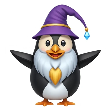 penguin wizard in the style of a 3d emoji sticker