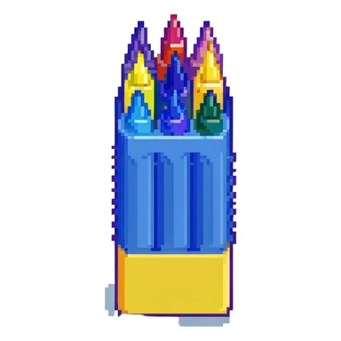 Eleven blue crayons arranged in various positions sticker