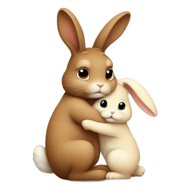 Brown bunny hugging beige bunny sticker