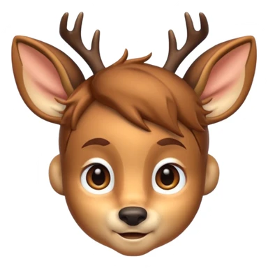 childlike face, deer ears, bambi boy hybrid, ios emoji style sticker