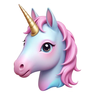 Cinematic Cute Unicorn Pony Portrait Emoji, Head tilted playfully and inquisitively, featuring a charming, diminutive form with a gentle pastel color, a delicate, sparkling horn and large, dreamy eyes full of wonder, Simplified yet irresistibly adorable features, highly detailed, glowing with a warm, magical glow, high shine, affectionate and lively, stylized with a touch of whimsical charm, soft glowing outline, capturing the essence of a mischievous yet endearing unicorn pony that seems as if it could prance out of the screen into your arms! sticker