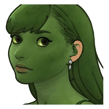 A pretty girl with straight light brown hair. She has delicate facial features, large brown eyes with long eyelashes, and well-shaped eyebrows. Her skin is fair with a light natural blush. She is wearing a white shirt and small stud earrings. sticker