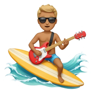 a man ride guitar as a surfboard sticker