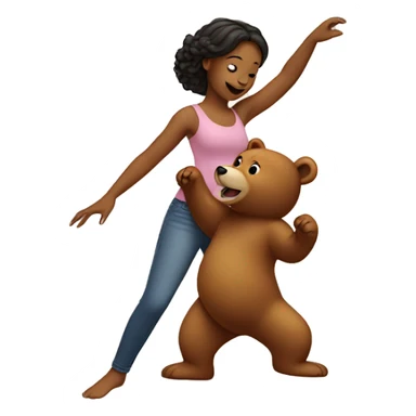 Girl dancing with a bear  sticker