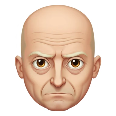 Steven Miller, Trump advisor, bald, grim expression, sagging eyelids drooping more on the outside sticker
