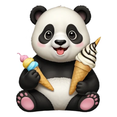 Panda eating ice cream sticker
