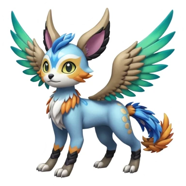 Colorful Exotic Randomly-colored Cartoon Anime Meloetta-WereGarurumon-Trico-Pokémon-Fakémon-fusion-hybrid-creature sticker