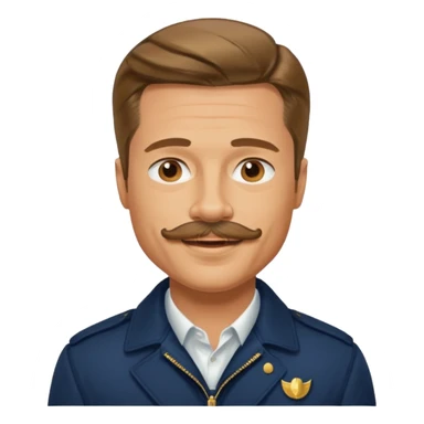 brad pitt with stache, wear navy jacket sticker