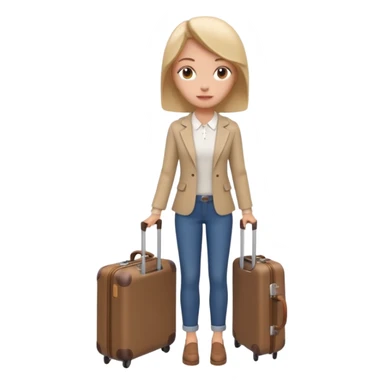woman carrying a suitcase portrait, head and shoulders only, suitcase handle visible near shoulder, casual travel outfit, confident expression, travel vibe, 3D cartoon style, mobile game icon style, clean background, no text, no watermark
 sticker