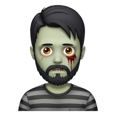 zombie in stripe gray  men long hair & bearded sticker