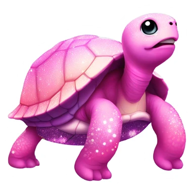 Pink ombre full body turtle with glitter  sticker