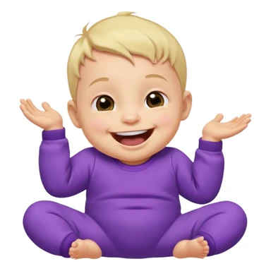 A baby wearing a purple onesie, laughing joyfully. sticker