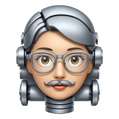 robotic woman with glasses mustache  sticker