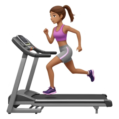 Full hyperrealistic pencil drawing of athletic girl with brown hair doing cardio on treadmill sticker