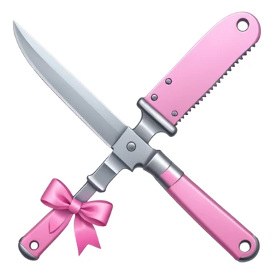 Make a knife with pink colour and pink ribbons  sticker