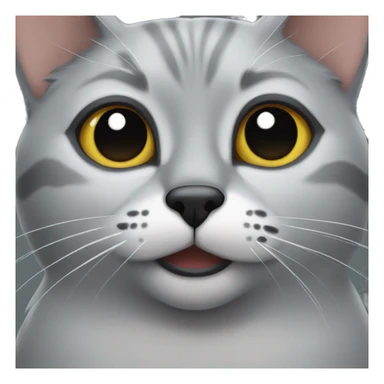 grey cat with black nose sticker