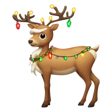 reindeer with christmas lights wrapped around it sticker
