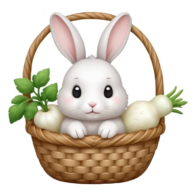 rabbit with white radish in basket sticker