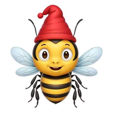 Bees with red Birthday Hat, Happy bee with striped party hat sticker