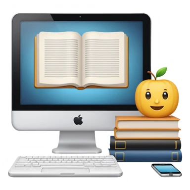 digital educational project, computer and books sticker