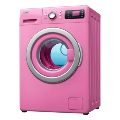 
pink washing machine mid-cycle with clothes tumbling inside sticker