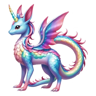 Shiny Sparkly beautiful gorgeous ethereal Rainbow Scaley Exotic Aurorus-Sylveon-Milotic-Dragonair-Fakémon-hybrid-creature (full body) sticker