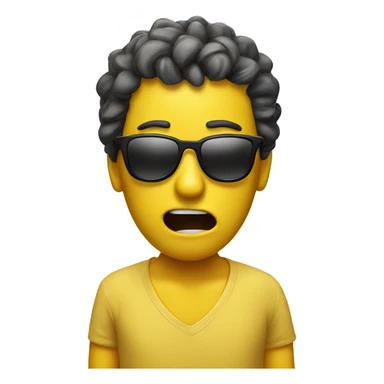 a yellow face emoji with sunglasses has shocked,  sticker