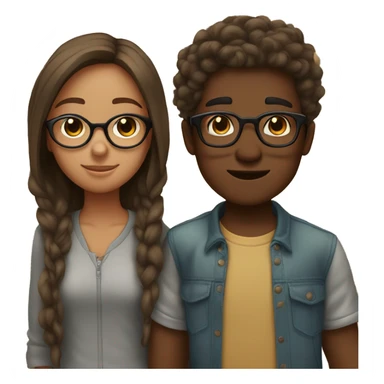 Two best friends boy and girl both are brown skin tone the boy a bit darker with glasses on  sticker