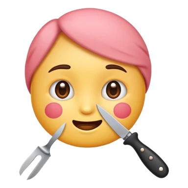 un emoji con cara adorable y un cuchillo sticker