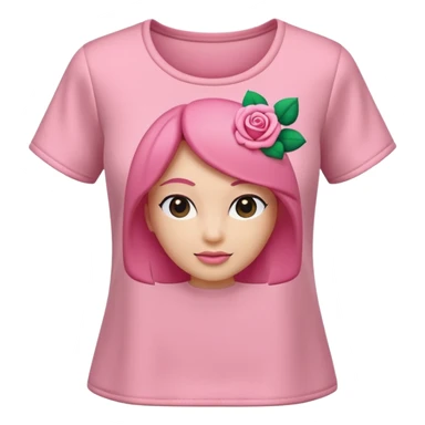 A 3D cartoon rose-pink women’s top with short sleeves, soft fabric texture, gentle lighting, isolated on plain background, Memoji-style. sticker