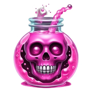 glitter toxic pink potion with dead symbol
 sticker