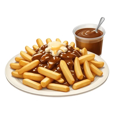 poutine in a white plate sticker