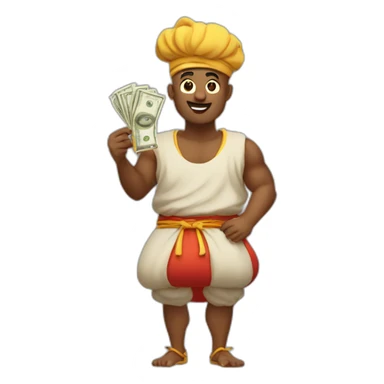 genie holding the big sack of money sticker