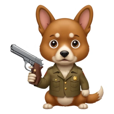 Dog with a gun sticker