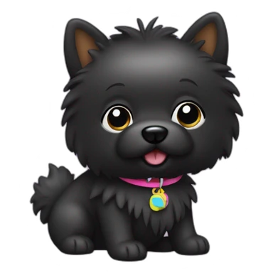 Little black spitz with toy sticker
