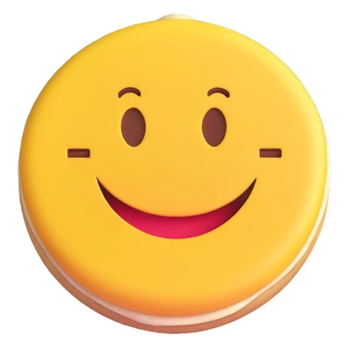 3D smiley emoji, round shape, lucky fortune cookie, lucky face sticker