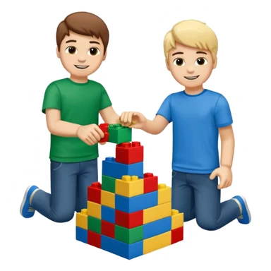 boys playing with legos full body sticker