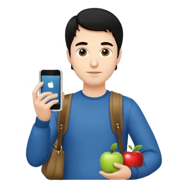 a white man with black hair carrying Apple iPhone bags sticker