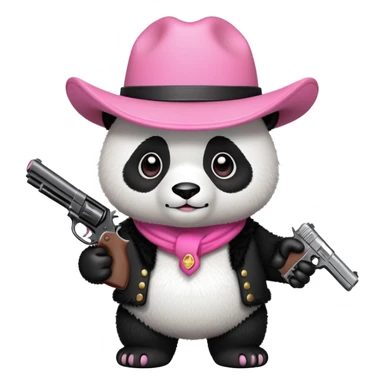 panda with pink cowboy hat and handgun sticker