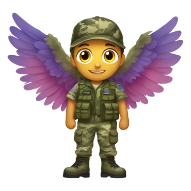 military boy in camouflage uniform with wings  sticker