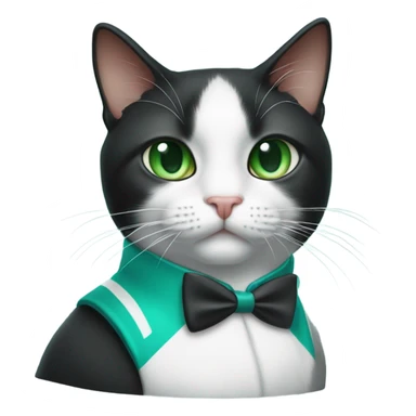 tuxedo cat with green eyes in miami dolphins shirt sticker