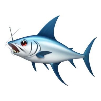 Swordfish with a lure in its mouth sticker