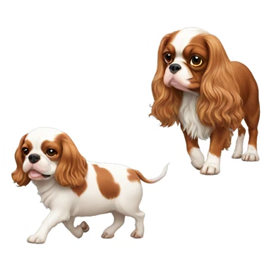 King Charles spaniel walking a pig sticker