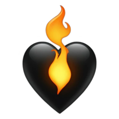 heart with flame on the black sticker