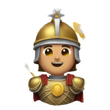  A Roman soldier in armor, raising a golden laurel crown above his head, celebrating a victory or honoring someone. sticker