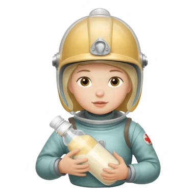 Un biberon avec du lait chaud et Jeanne d’arc qui flotte dedans  sticker