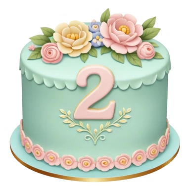 make a floral pastel cake that is aesthetic or vintage with the number 20 on it sticker