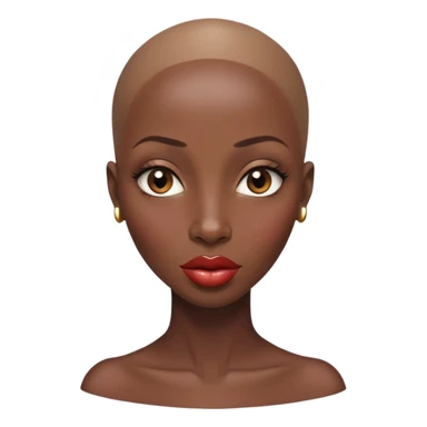 Alluring african woman wide nose bald head big glossy lips sticker