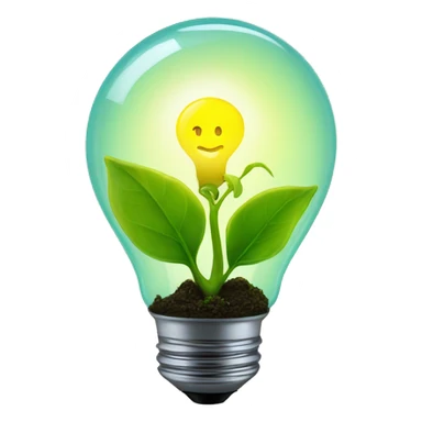 a plant sprout inside a yellow glowing idea lightbulb sticker